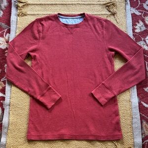 Cotton waffle T-shirt long sleeve burnt orange clay boys youth XL 14 16 like NEW